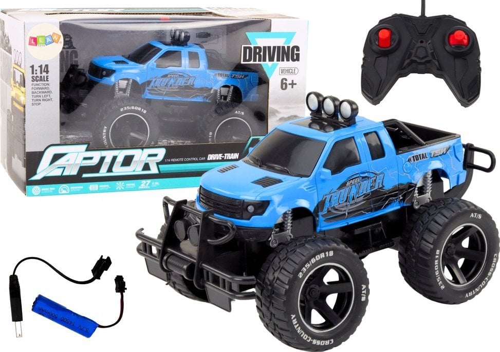 LeanToys Auto terenowe RC 1:14 27MHz Niebieskie Na Pilota Gumowe Koła
