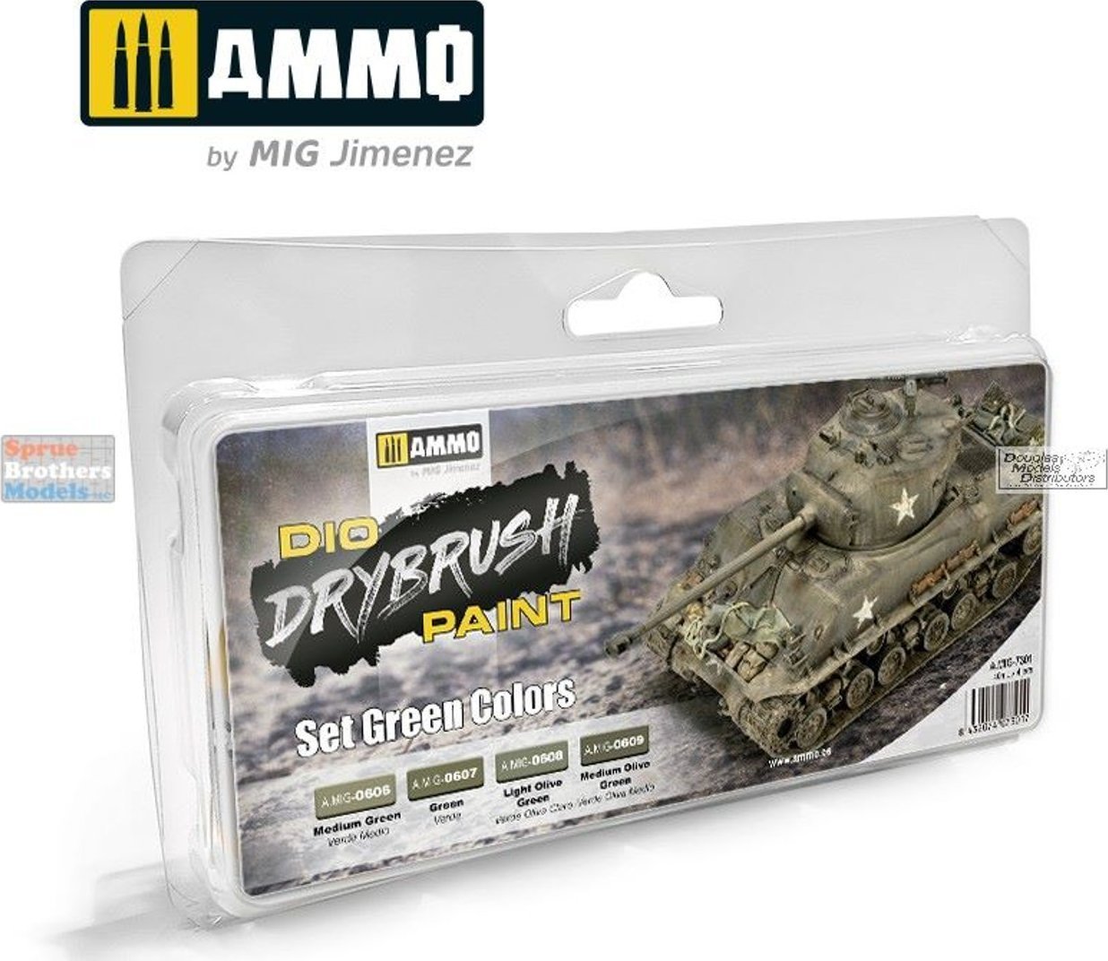 Vallejo Ammo: DIO Drybrush Paint - Set Green Colors
