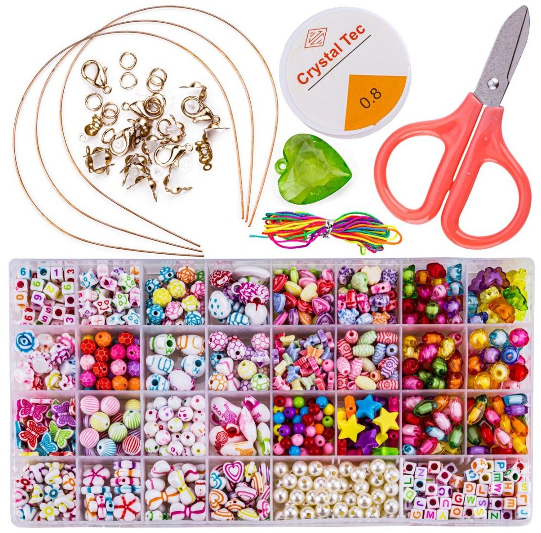 KORALIKI DO TWORZENIA BIŻUTERII ZESTAW DO ROBIENIA BRANSOLETEK RÓŻNE KSZTAŁTY