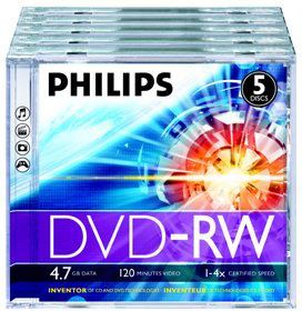 Philips DVD-RW 4.7 GB 4x 5 sztuk (DN4S4JO5F/00)