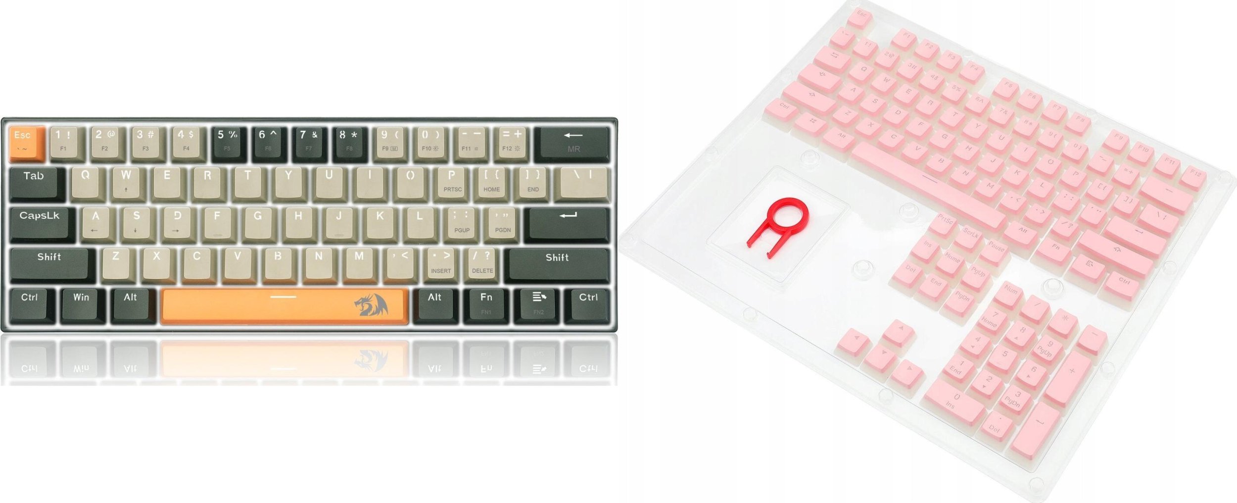 Klawiatura Redragon Redragon K606 Lakshmi Red switch (K606-OG&GY&BK) + A130 PBT Doubleshot Pink Keycaps (A130 Pink)