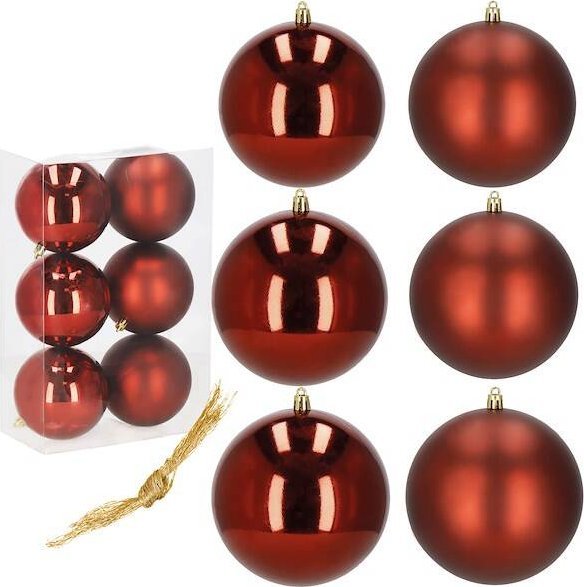 Springos Bombki choinkowe 6 szt. ozdoby świąteczne zestaw 10cm czerwone UNIWERSALNY
