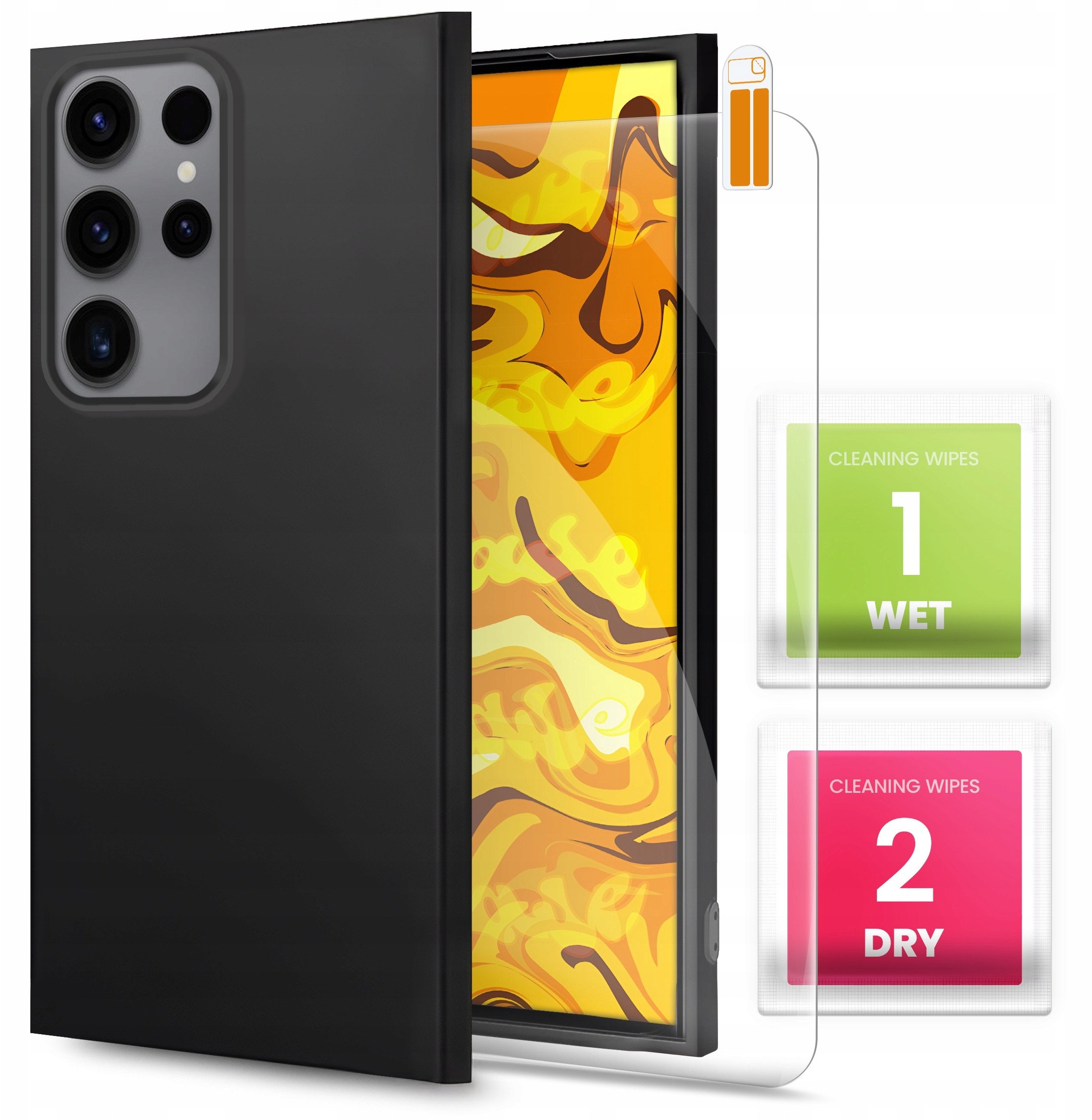 ETUI DO SAMSUNG GALAXY S22 ULTRA OBUDOWA CZARNE MATOWE SILIKON SLIM SZKŁO