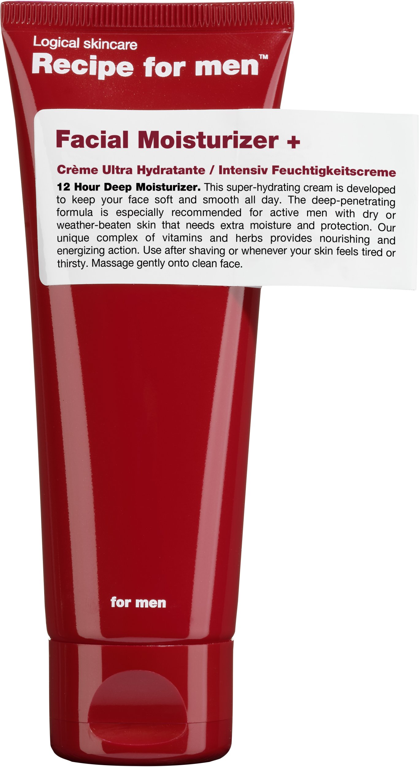 Recipe For Men, Facial Moisturizer +, Hydrating, Cream, For Face, 75 ml For Men