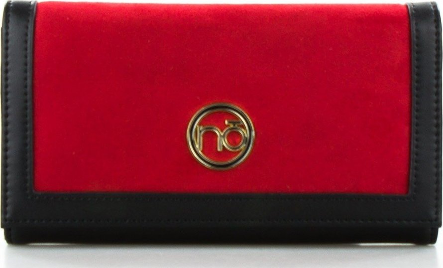 Nobo Portfel Damski Nobo Zamszowy z Łańcuszkiem Czarny Czerwony