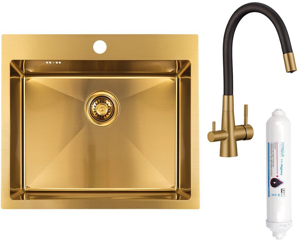 LAVEO Malawi - zlewozmywak 1-komorowy z syfonem i baterią filtrującą