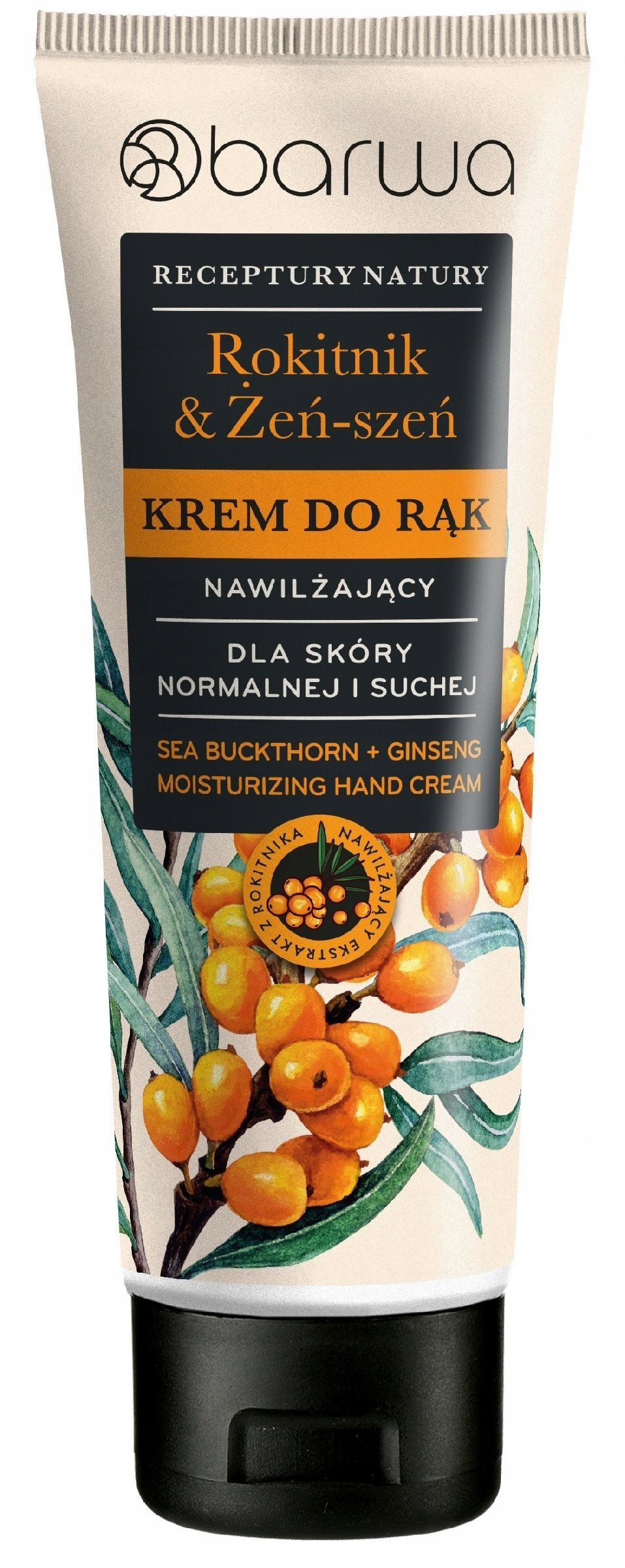 Barwa BARWA Receptury Natury* Krem do rąk nawilżający - Rokitnik & Żeń-Szeń 100 ml