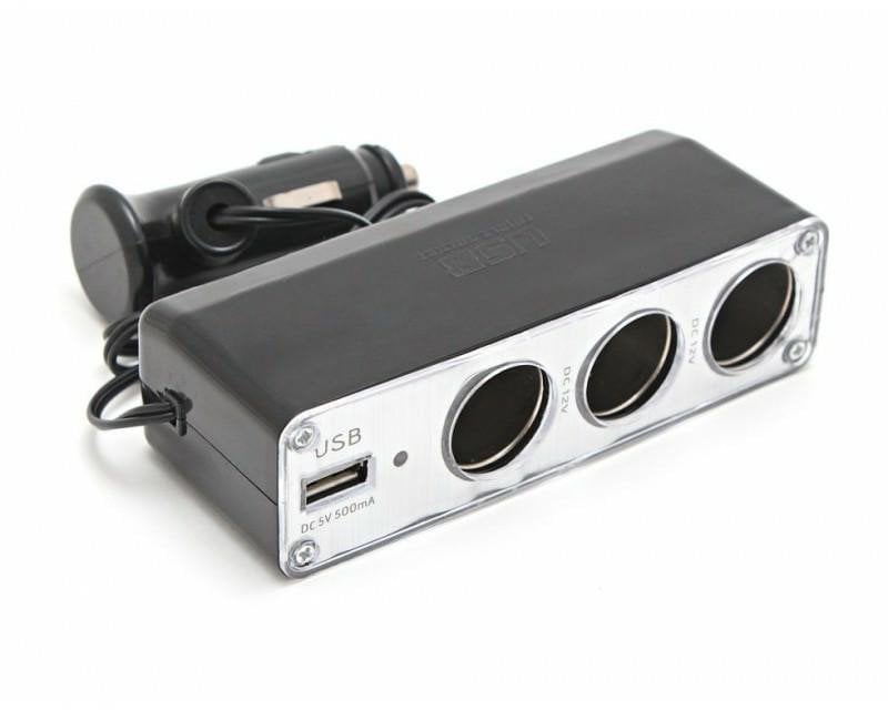 Rozdzielacz do zapalniczki samochodowej 3 gniazda+USB 12V