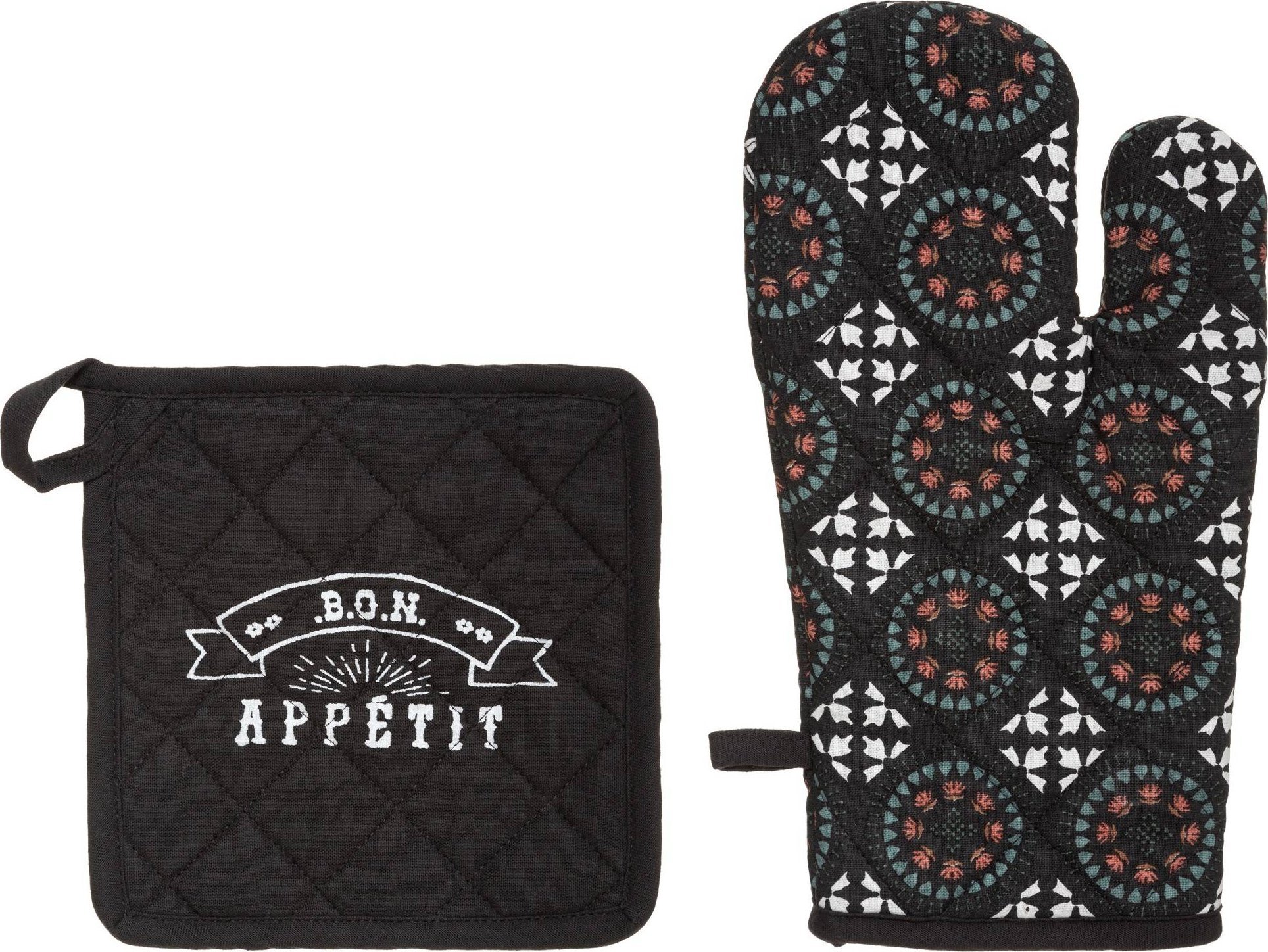 Atmosphera Rękawica kuchenna + podkładka, zestaw, kolor czarny