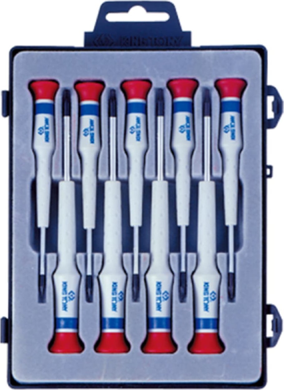 King Tony ZESTAW WKRĘTAKÓW PRECYZYJNYCH 9cz. TORX T4 - T20 x 40/50mm, PUDEŁKO PLAST. King Tony