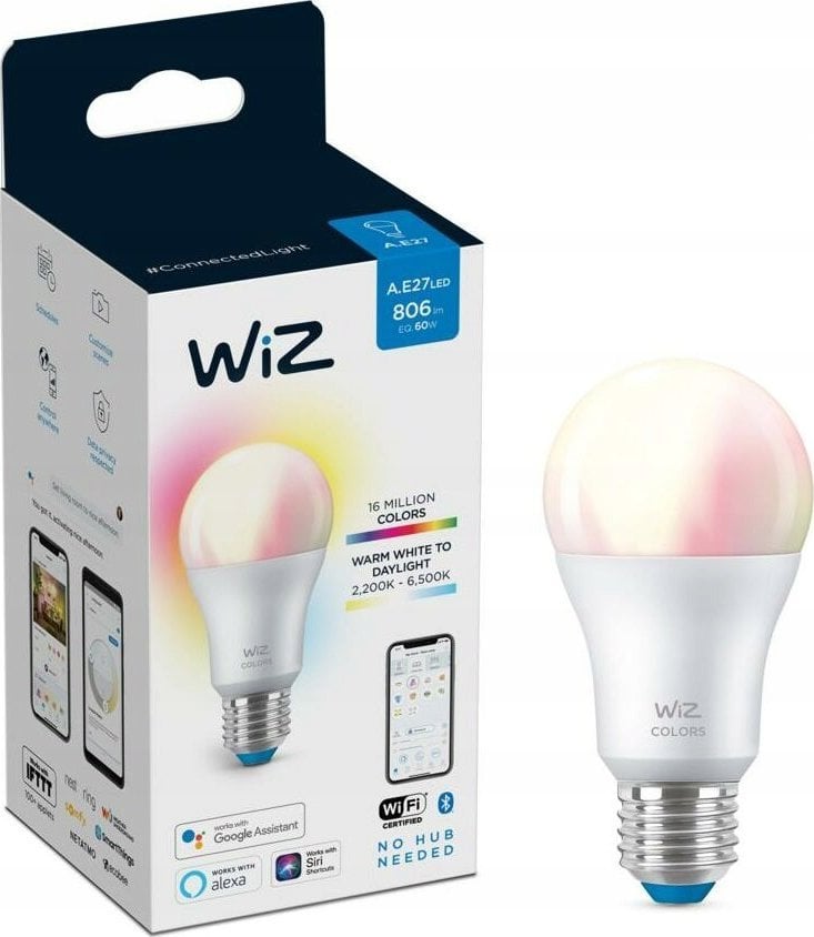 WiZ WiZ,Bulb,8,5W,2200-6500 (RGB),A60,E27,1 pcs lightsource