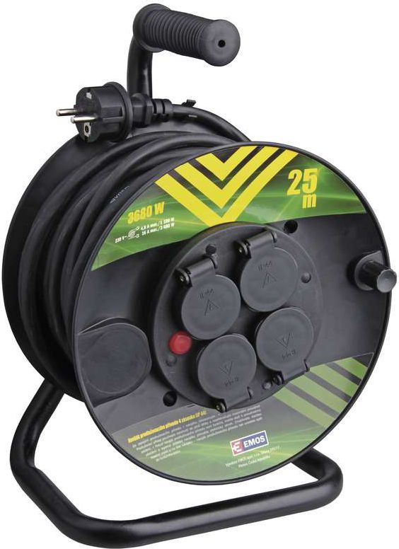 Emos Przedłużacz bębnowy z uziemieniem 4 gniazda IP44 25m (P084251)