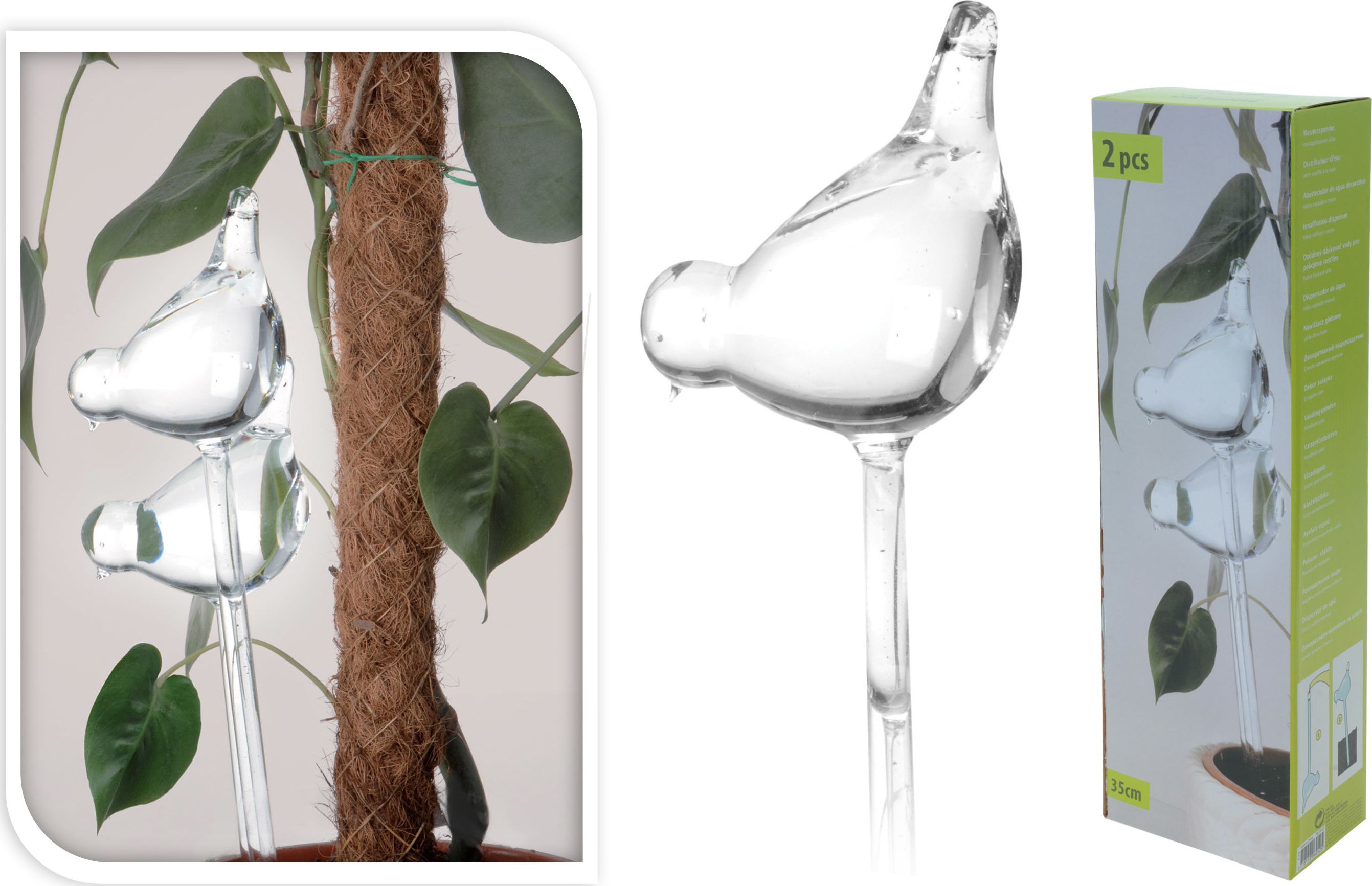 Kiti Nawilżacz do roślin doniczkowych, szklany ptak 35 cm