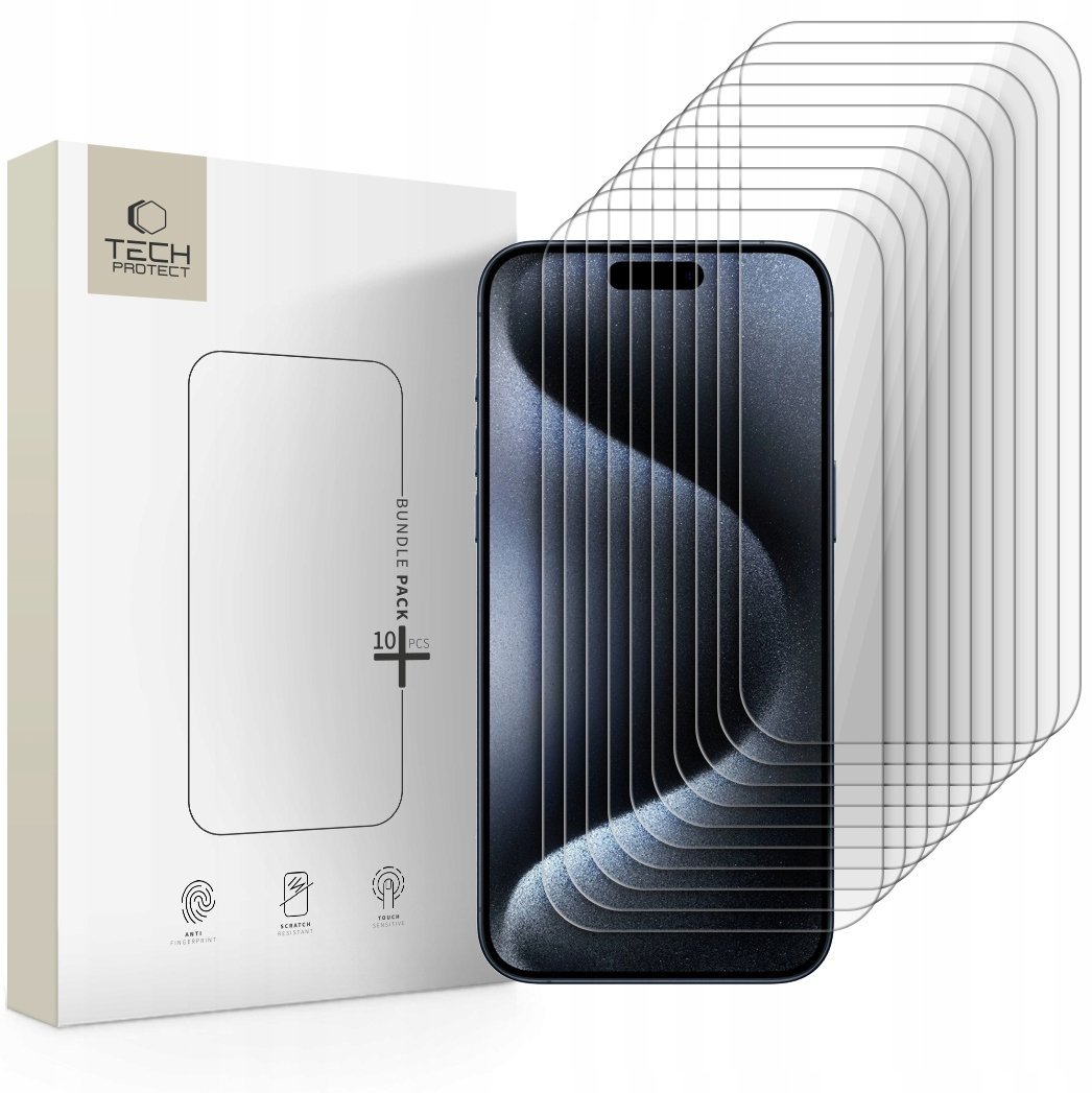 Spigen Szkło hartowane TECH-PROTECT BUNDLE 10-PACK IPHONE 15 PRO MAX CLEAR