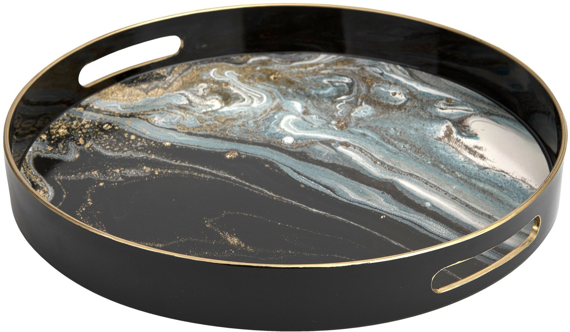 Taca dekoracyjna 37,5 cm czarno - złota Tulum 135948