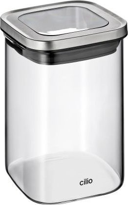 Cilio Pojemnik kuchenny, szkło borokrzemowe/stal nierdzewna, 10 x 10 x 14,5 cm, 1,0 l / Cilio