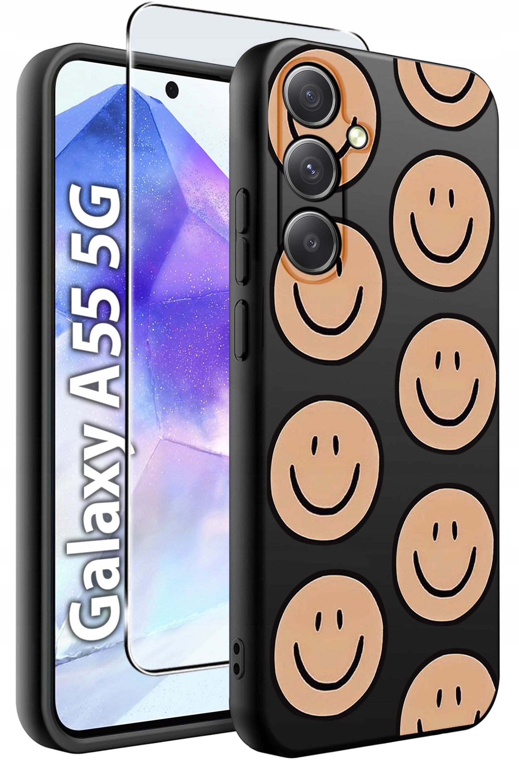 ETUI do Samsung A55 5G WZORY | SILIKONOWE MATT CASE + SZKŁO HARTOWANE 9H