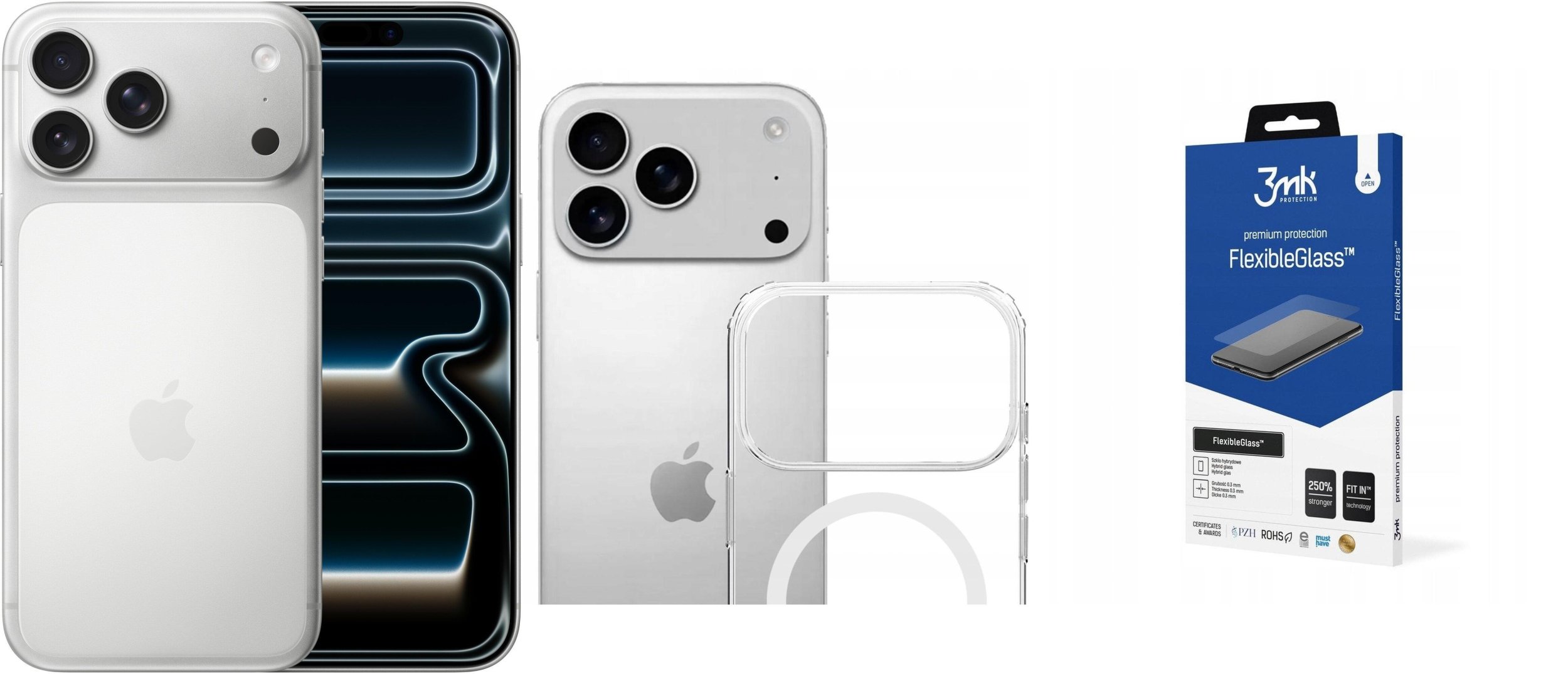 Smartfon Apple iPhone 17 Pro Max 256GB Srebrny (MFYM4) + FlexibleGlass + Etui Armor MagCase