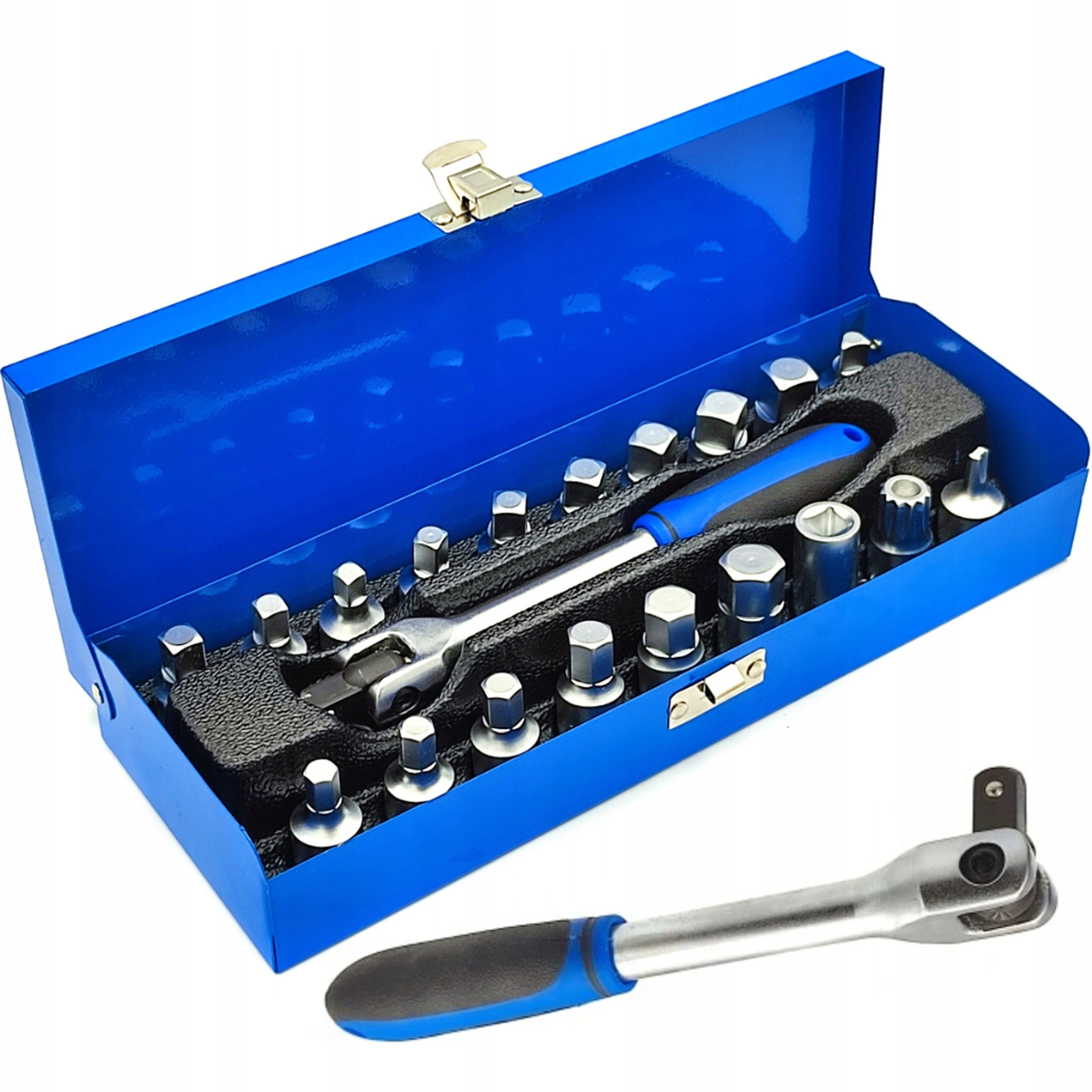 KLUCZE NASADKI DO KORKÓW SPUSTOWYCH OLEJU 20el + POKRĘTŁO PRZEGUBOWE 3/8"