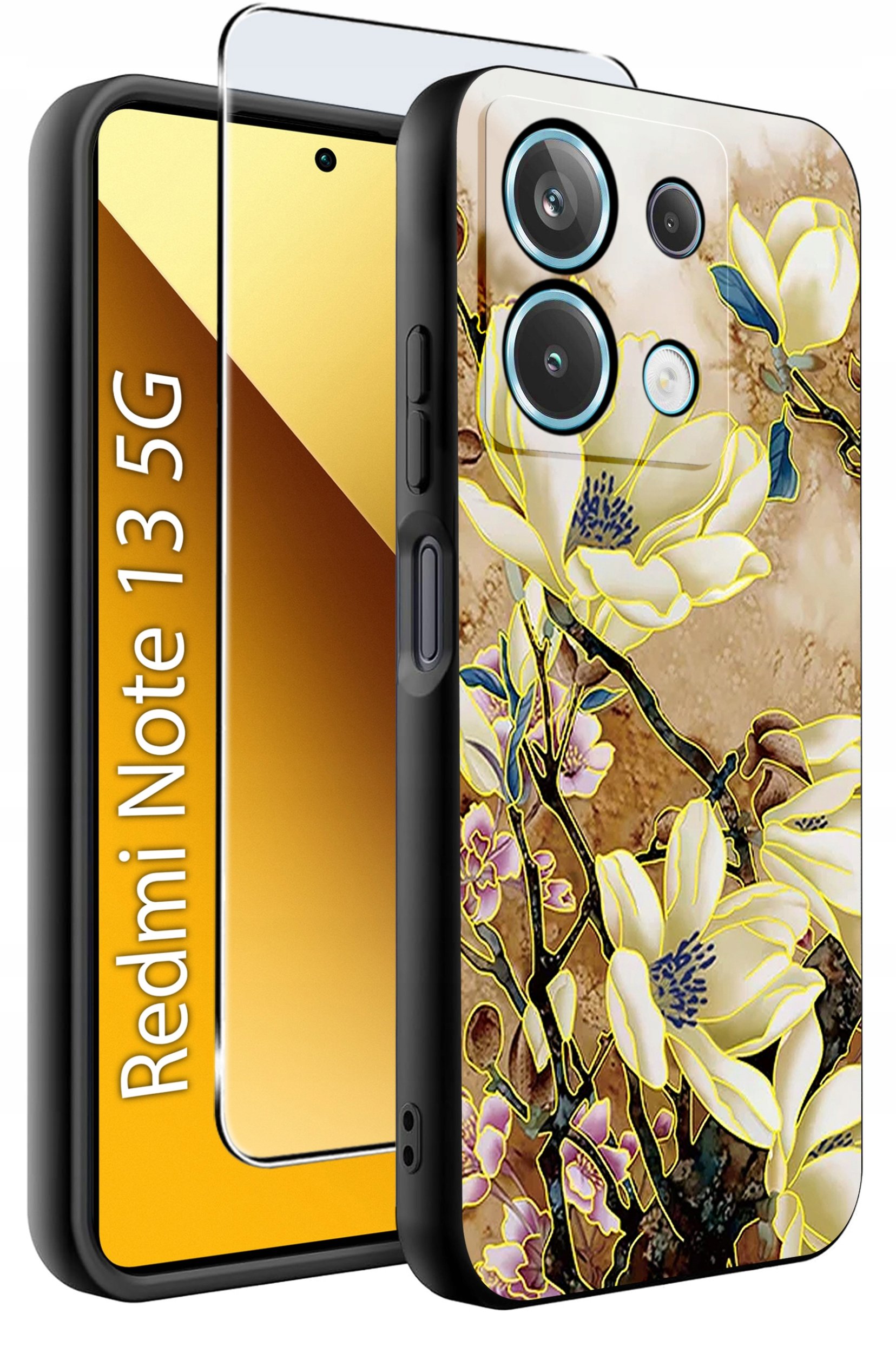 ETUI do Xiaomi Redmi Note 13 5G WZORY |SILIKONOWE MATT CASE +SZKŁO 9H