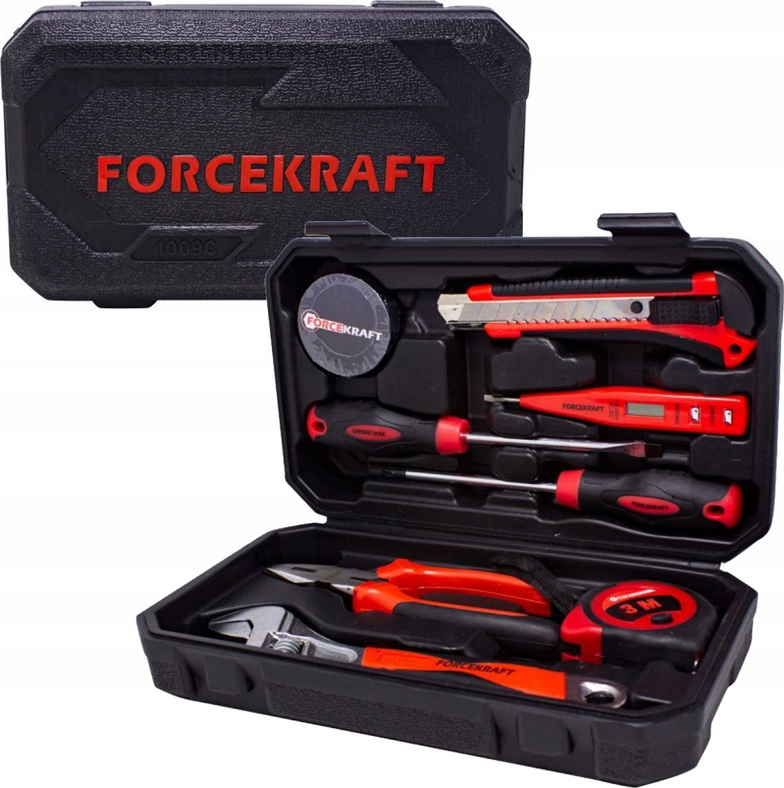 Zestaw narzędzi Forcekraft Zestaw narzędziowy 9 el. Kombinerki wkr ętaki młotek