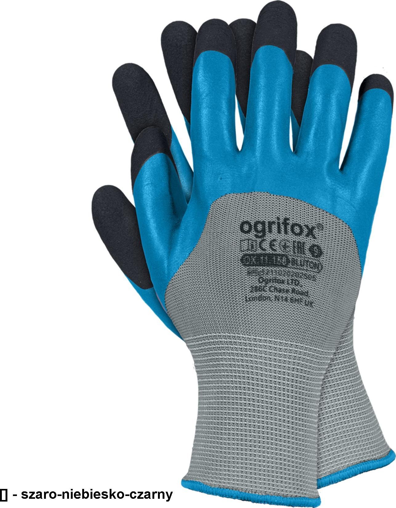 R.E.I.S. OX-BLUTON - rękawice ochronne zakończone ściągaczem, 100% poliester (ścieg 9