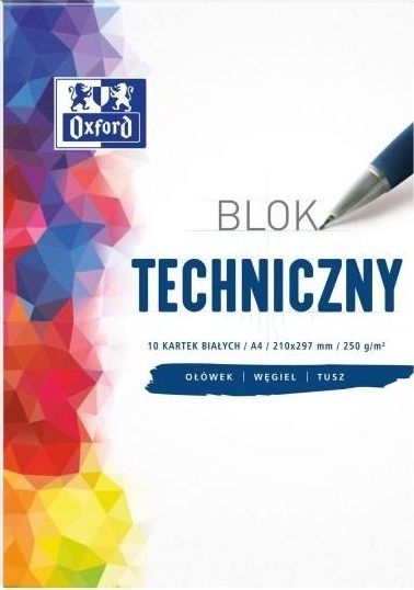 Oxford Blok techniczny A4 10k biały 20szt.