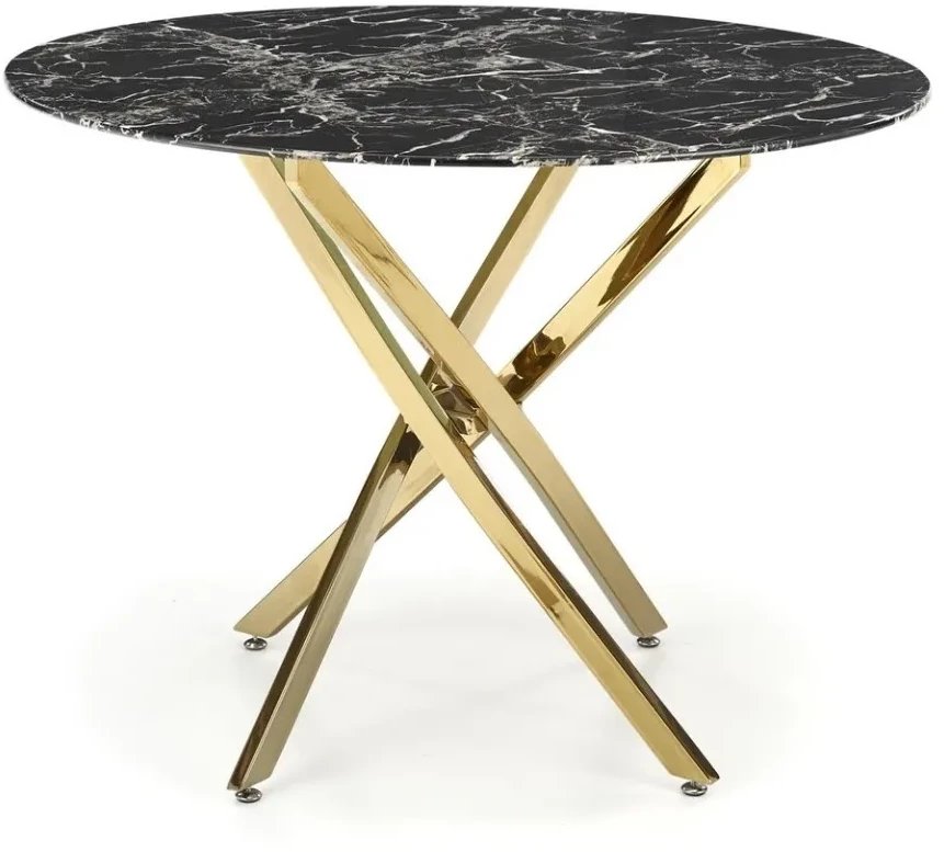Stół RAYMOND 2 100x100 czarny marmur/złoty HALMAR