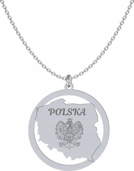 Radziszewska Jewellery Srebrny Naszyjnik mapa POLSKA GRAWER GRATIS