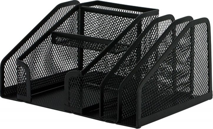 Q-Connect PRZYBORNIK NA BIURKO 6 KOMÓR METALOWY CZARNY Q-CONNECT