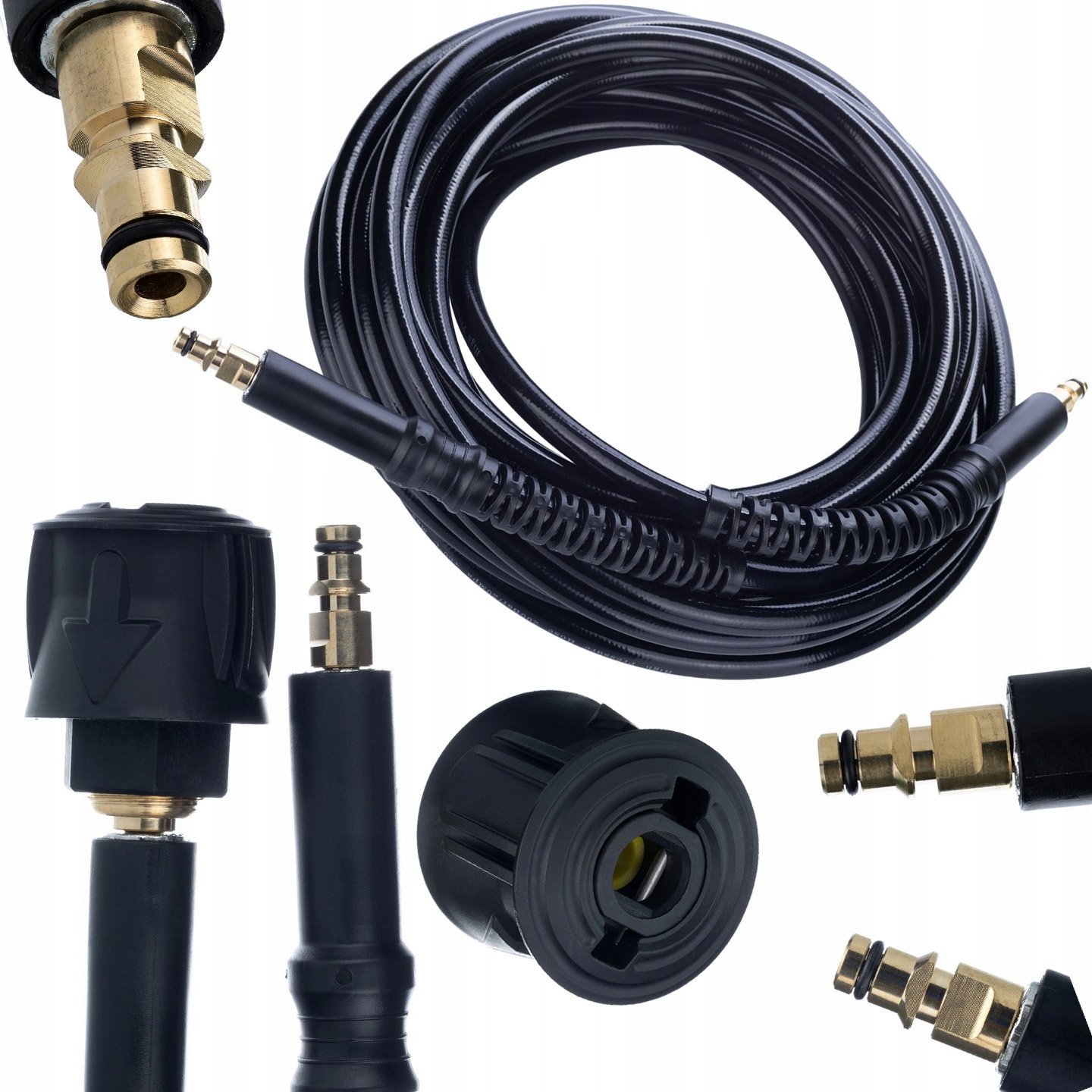 Rosfix Rosfix Wąż wysokociśnieniowy 10m Click-Click do myjki ciśnieniowej Krcher K2 K3 K4 K5 K6 K7 + Przedłużka węża wysokociśnieniowego 10m Krcher Qu