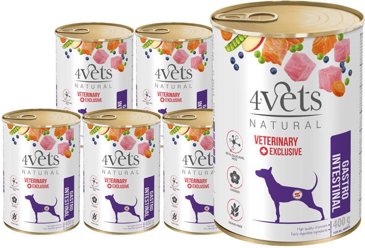 Mokra karma weterynaryjna dla psa z problemami gastrycznymi 4Vets Natural Gastro Intestinal 6 x 400 g