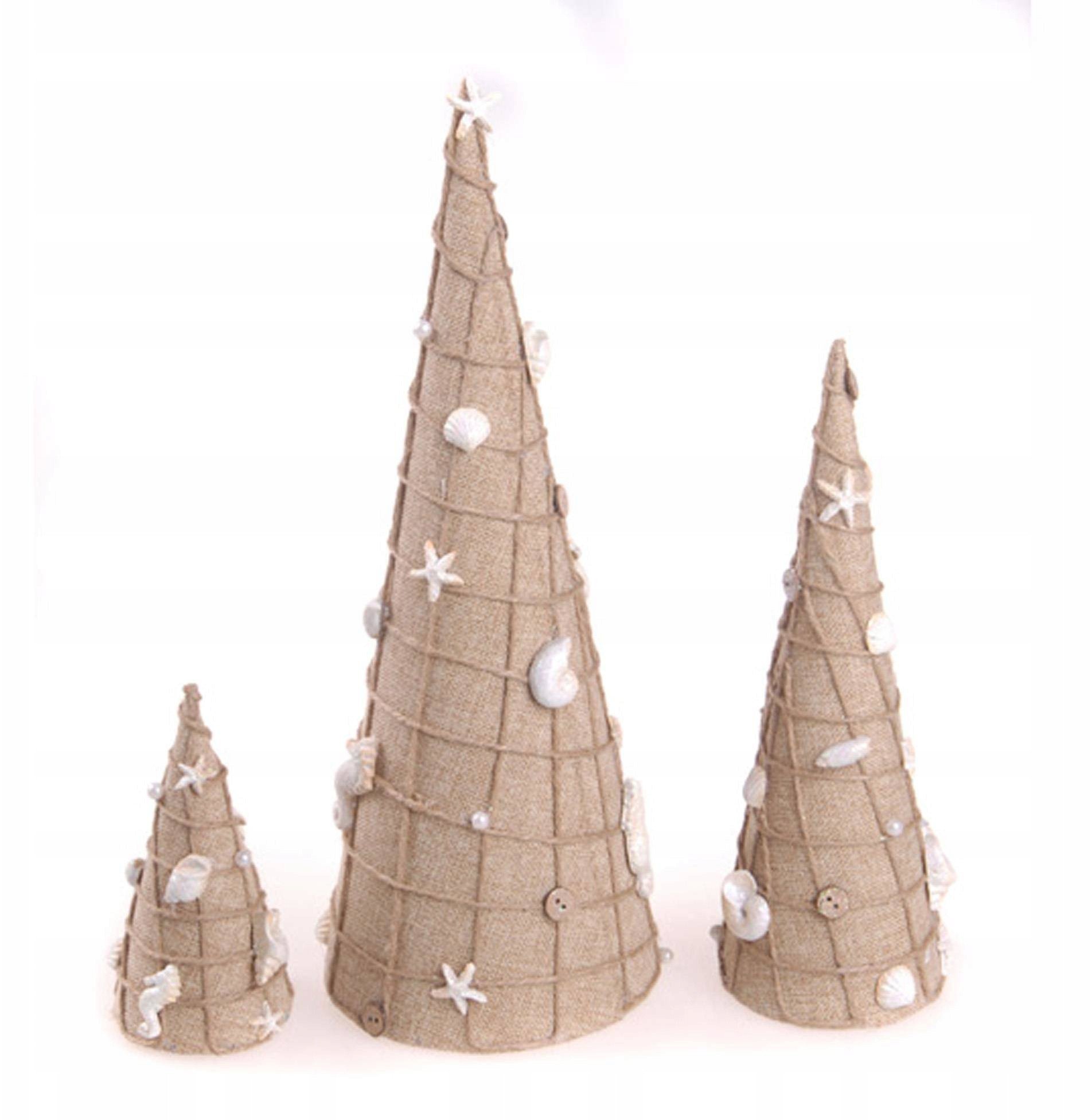 Zestaw trzech ozdobnych drzewek z motywem piaskowym