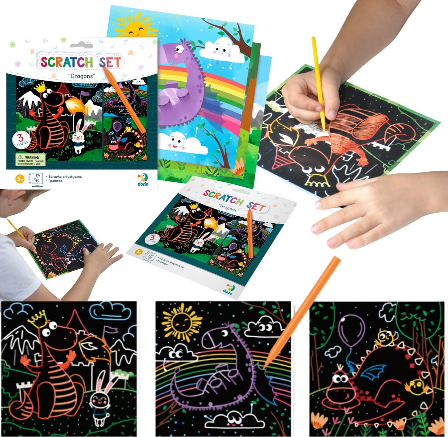 Dodo Zdrapka Artystyczna "Smoki" Wydrapywanka Metoda Scratch Dla Dzieci Obrazki