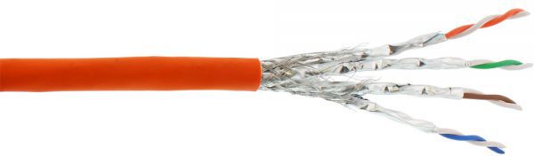 InLine Kabel instalacyjny S/FTP, PiMF, Cat.7a, AWG23, 1200MHz, halogen Free, Pomarańczowy, 50m (70050I)