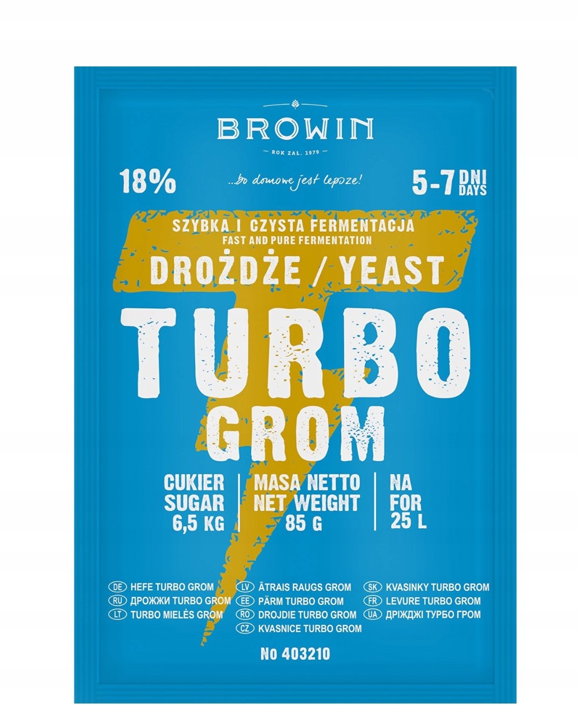 Drożdże gorzelnicze TURBO GROM 5-7dni 25L