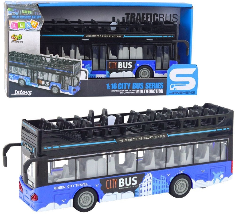 Autobus Miejski Piętrowy 1:16 Napęd Światła Dźwięki Niebieski