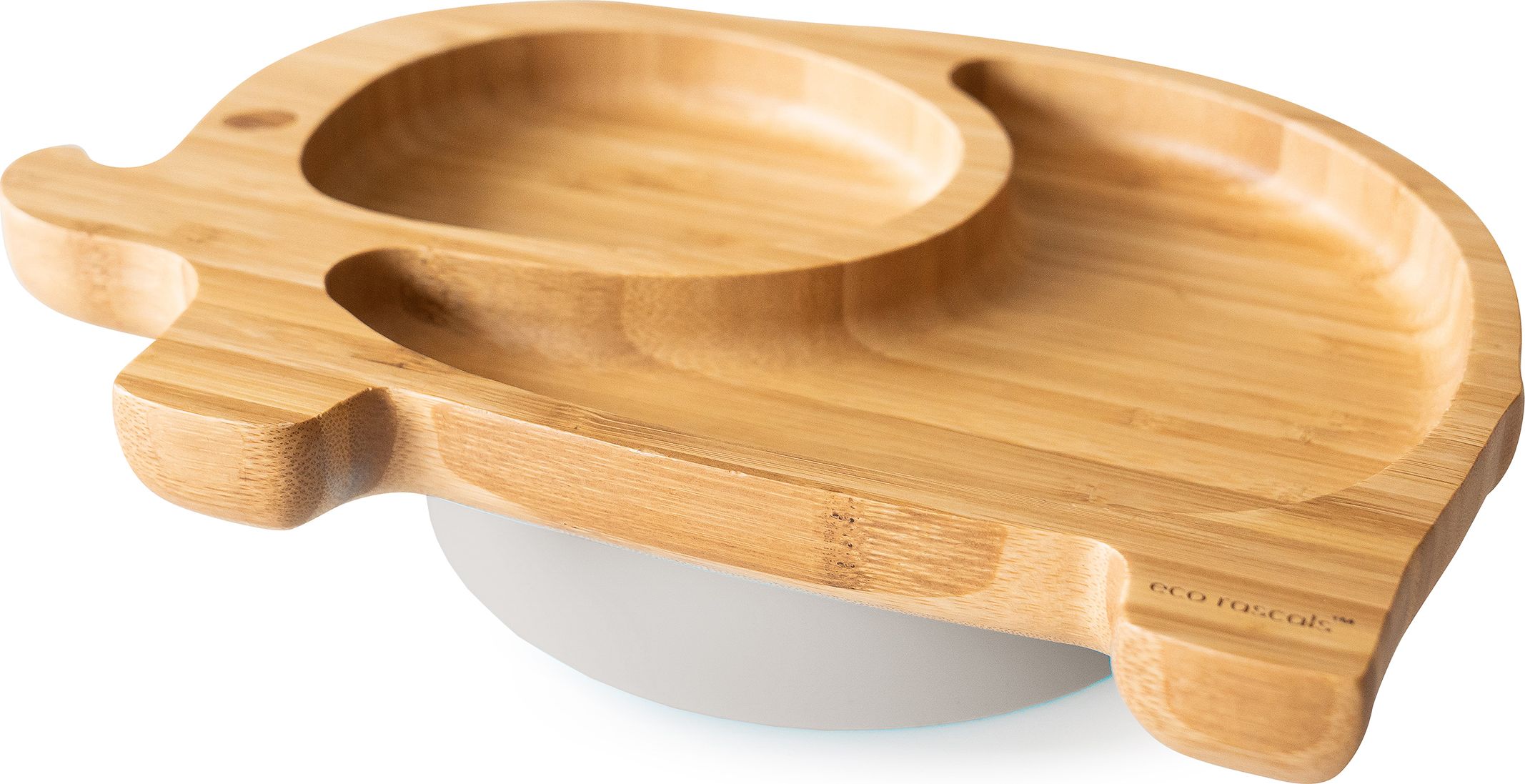 ECO RASCALS ECORASCALS Miseczka Bambusowa szara Słonik zprzyssawką