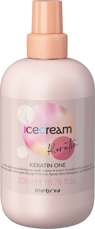Inebrya Ice Cream Keratin One Multiaction, wielozadaniowa odżywka do włosów, z keratyną, 200ml