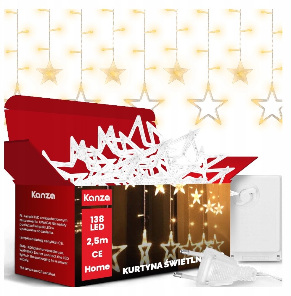 Lampki choinkowe Hitbaits LAMPKI GWIAZDKI 138LED 2,5M Zimna barwa KANZA