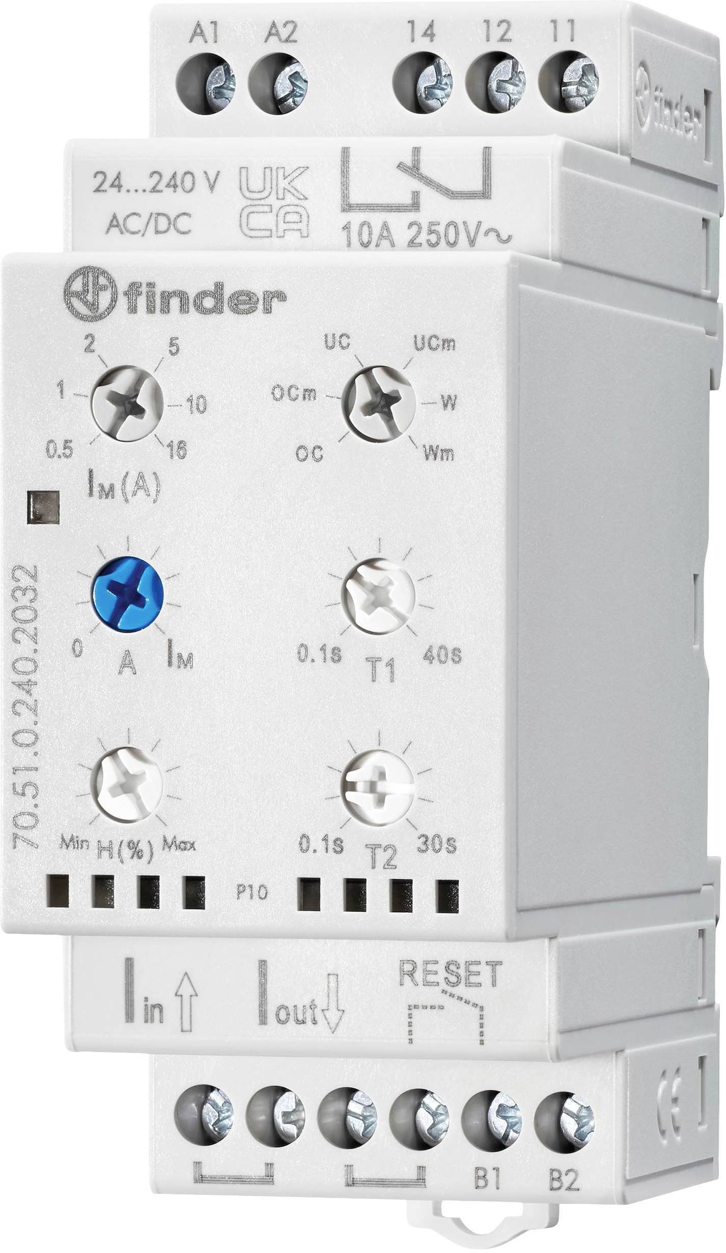 Przekaźnik kontroli prądu 1-fazowy, Detekcja prądu AC/DC 50 mA…16 A, 6-funkcyjny 70.51.0.240.2032