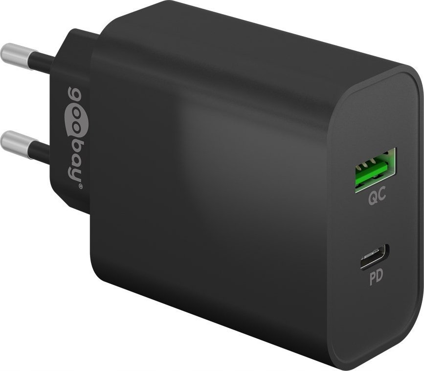 Ładowarka Goobay goobay USB-C PD dual fast charger 45 watts (black, 1x USB-A, 1x USB-C PD, GaN technology)