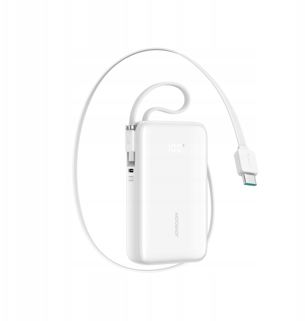 Powerbank Joyroom Powerbank JR-PR2 35W 10000mAh z chowanym kablem USB-C i wbudowanym kablem Lightning - biały