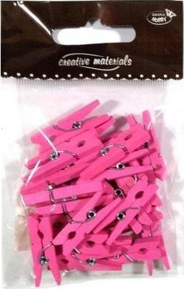 Klamerki drewniane różowe 30mm 25szt