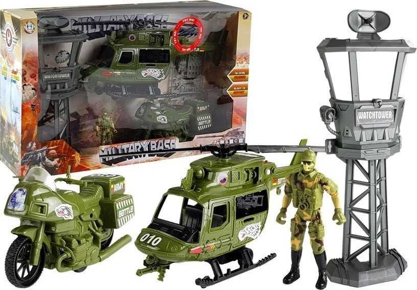 LeanToys Zestaw Militarny Helikopter Wojskowy Wóz Bojowy Wieża Kontrolna Żołnierz