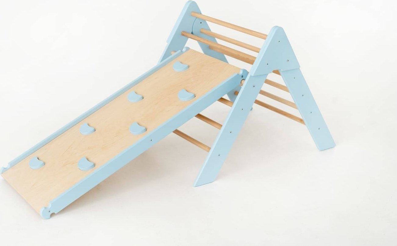 Małpiszon Domowy plac zabaw trójkąt Pikler Montessori błękitny Moon LunaToys