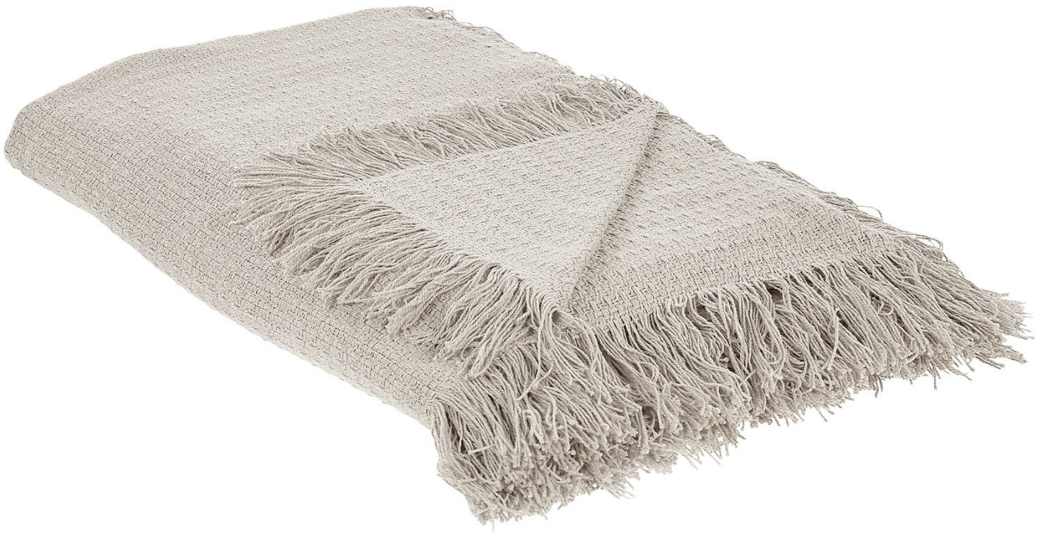 Beliani Narzuta na łóżko YERBENT Bawełna 150 x 200 cm Jasnoszary