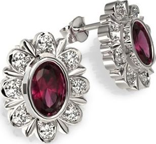 WĘC - Twój Jubiler Kolczyki z białego złota z rubinami i diamentami LPK-57B