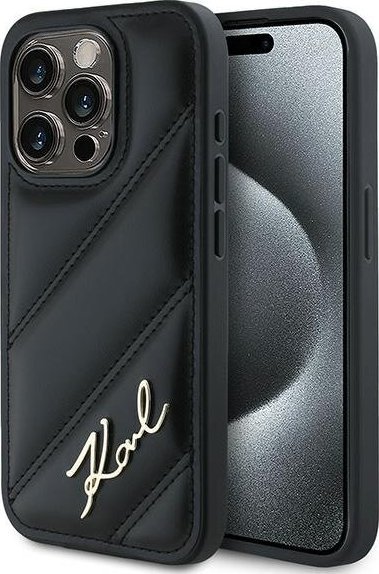 Karl Lagerfeld KLHCP13LPQDSMGK iPhone 13 Pro / 13 6.1" czarny/black hardcase Diagonal Quilted Script