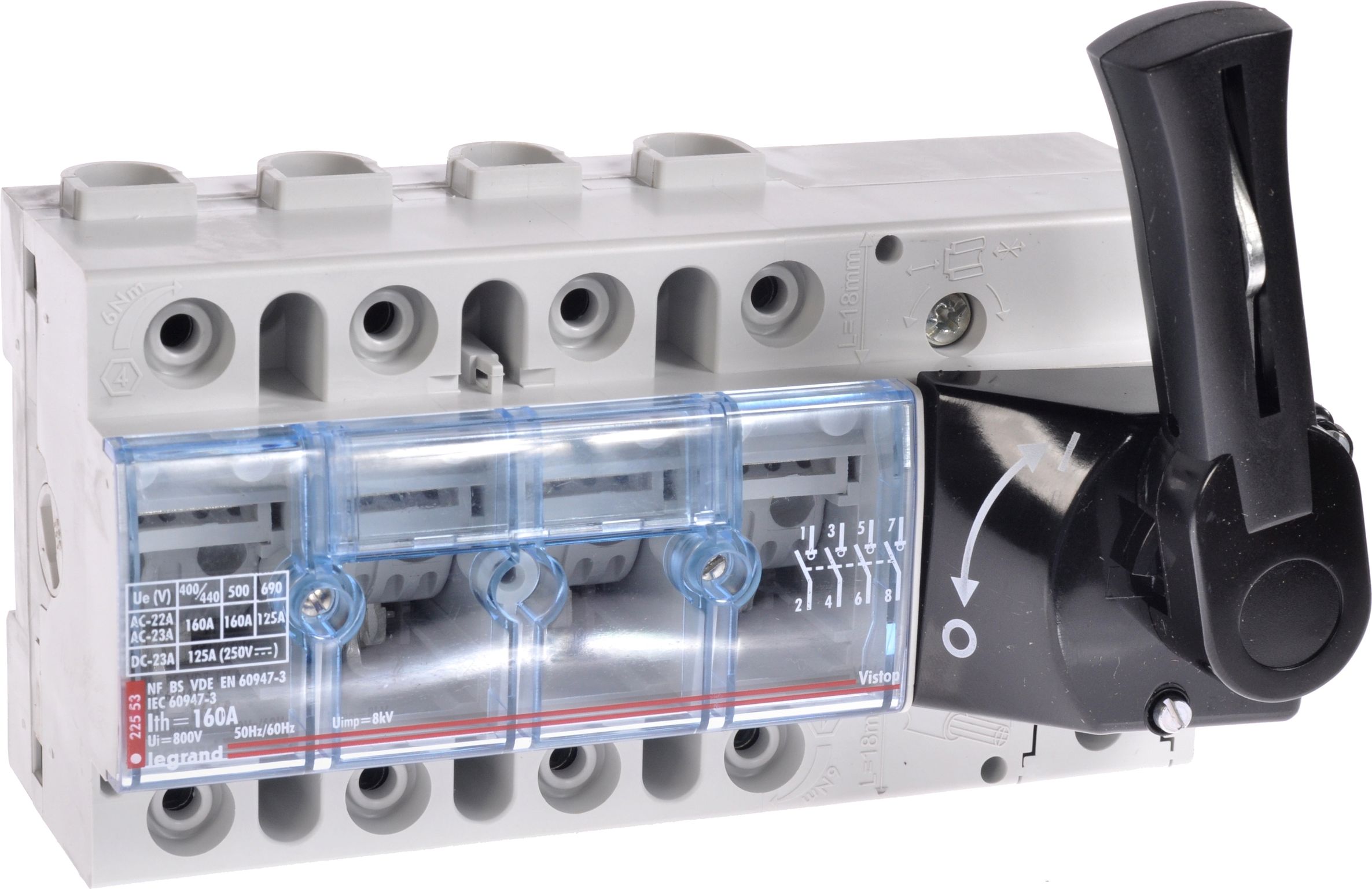 Legrand Rozłącznik izolacyjny Vistop 4P 160A napęd frontowy czerwony (022553)